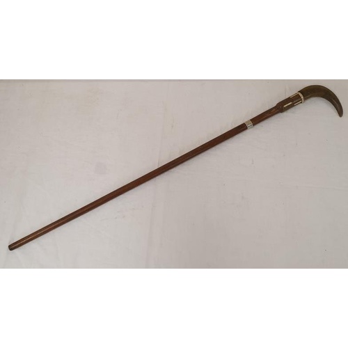 148 - Highly interesting walking stick with a silvered band. Inscription reads: From Landdrost, To. Capt. ... 