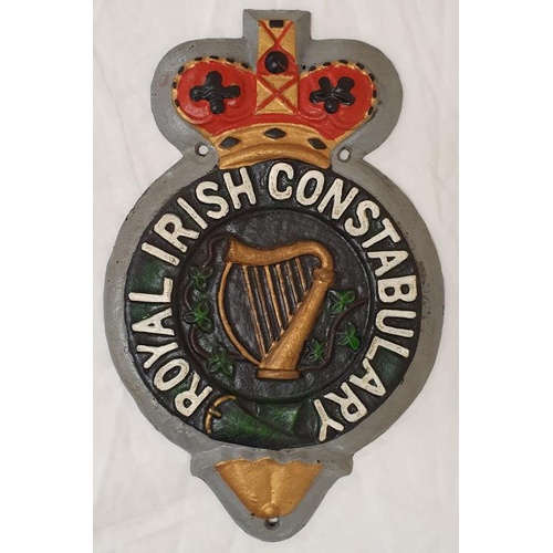 149 - Royal Irish Constabulary Cast Iron Wall Plaque, c.10 x 15.5in