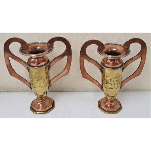 166 - Superb Pair of Trench Art Copper and Brass Shell Cases, c.13.75in tall