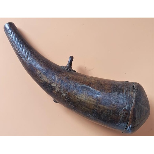 167 - Rare 19th/Early 20th Century Horn and Seed Pod Gun Powder Flask