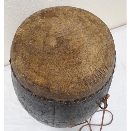 179 - 19th Century Hardwood Double Ended Drum (possibly South Seas), c.12in