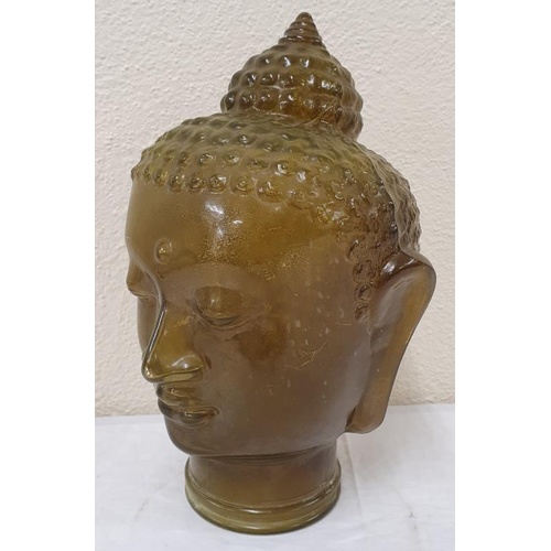 181 - Glass Buddha Head (early to mid 20th Century) - 12ins tall