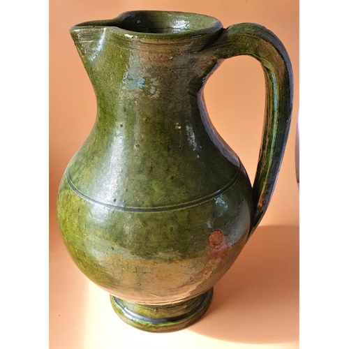 182 - Early 20th Century Green Glazed Pottery Jug, c.11in tall