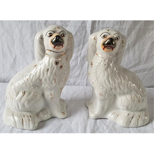 185 - Pair of 19th Century Staffordshire Spaniels - 8.5ins tall