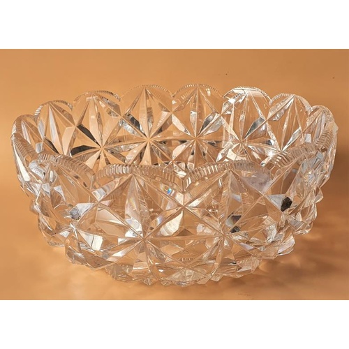 198 - Heavy Vintage Crystal Cut Glass Bowl