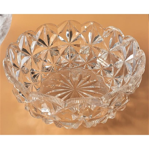 198 - Heavy Vintage Crystal Cut Glass Bowl