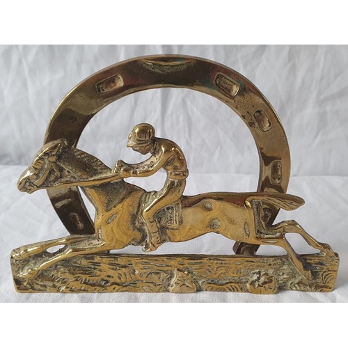 200 - Early 20th Century Heavy Brass Horse Racing Letter Rack