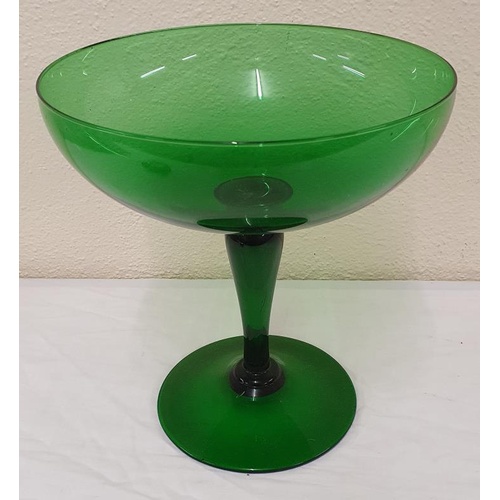 208 - Vintage Green Glass Table Comport/Tazza - 10ins tall x 9ins wide