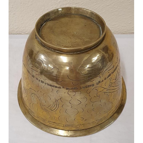 213 - Early 20th Century Engraved Brass Jardinere, c.21.5cm across the top and c. 14cm tall