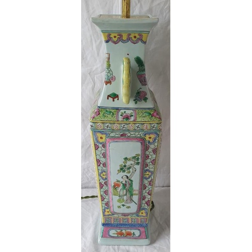 224 - Late 20th Century Chinese Table Lamp of large proportions. Hand decorated. Recently rewired.