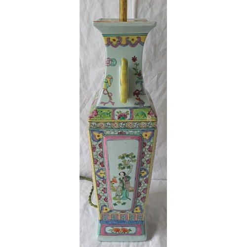 224 - Late 20th Century Chinese Table Lamp of large proportions. Hand decorated. Recently rewired.