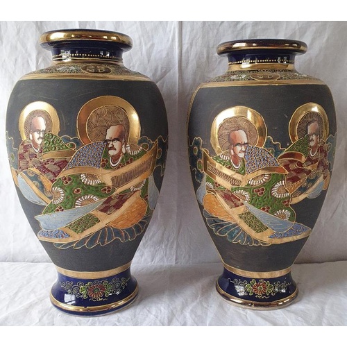 228 - Superb Pair of Japanese Satsuma Vases of large proportions (late 19th Century/early 20th Century)