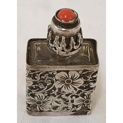 247 - A miniature 20th century unmarked silver scent bottle possibly Chinese. ( tested silver )