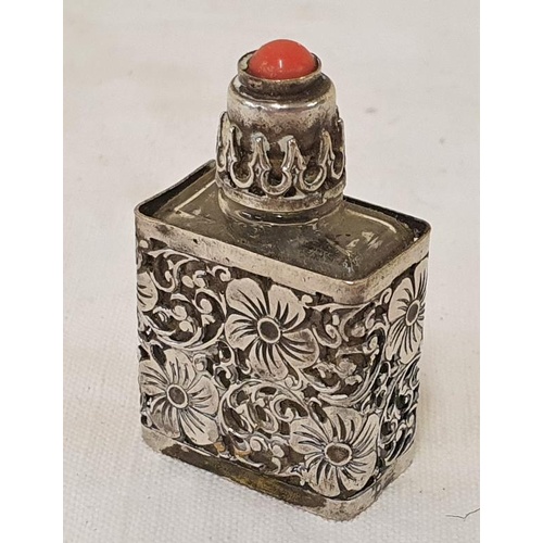 247 - A miniature 20th century unmarked silver scent bottle possibly Chinese. ( tested silver )