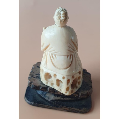 274 - Late 19th/Early 20th Century Carved Ivory Chinese Figure (fisherman) with fish in one hand. Lacking ... 