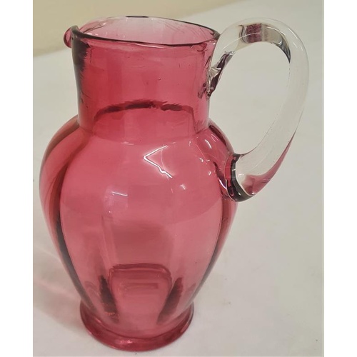 305 - Late Victorian Cranberry/Ruby Glass Jug (pontil mark to base), c.5in tall