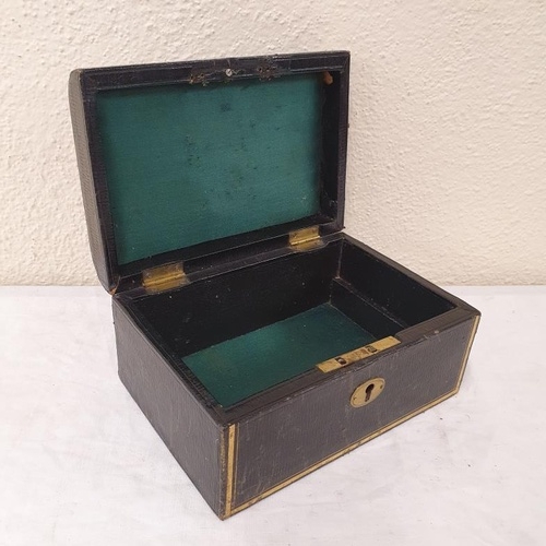 316 - Early 20th Century Tooled Leather Writing/Jewellery Box with inset Brass Carrying Handle