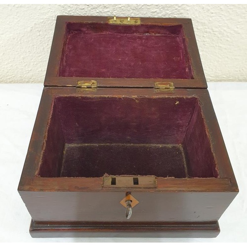 317 - 19th Century Mahogany Box with velvet lined interior, c.7in wide, 4.5in tall