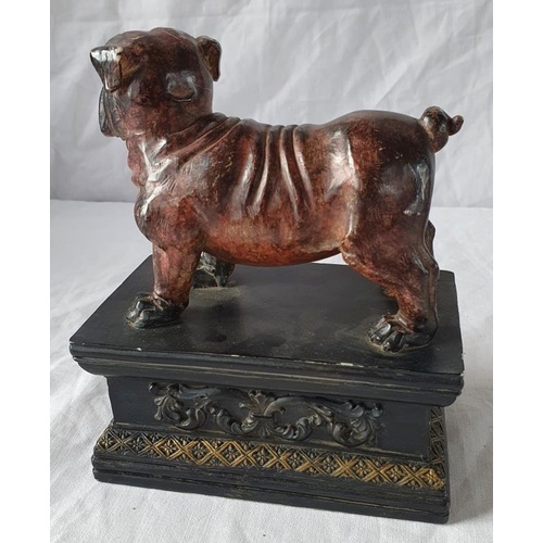 318 - Late 20th Century Bull Dog on Decorative Plinth Base