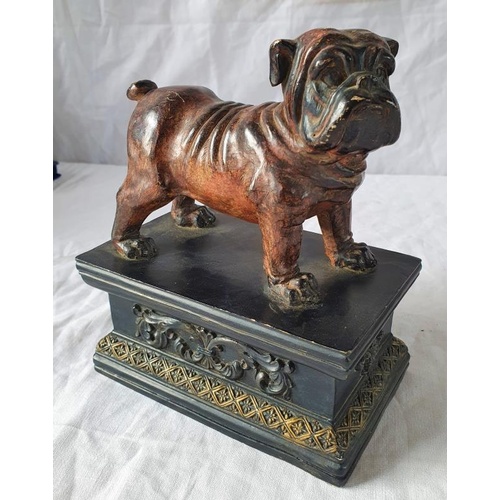 318 - Late 20th Century Bull Dog on Decorative Plinth Base