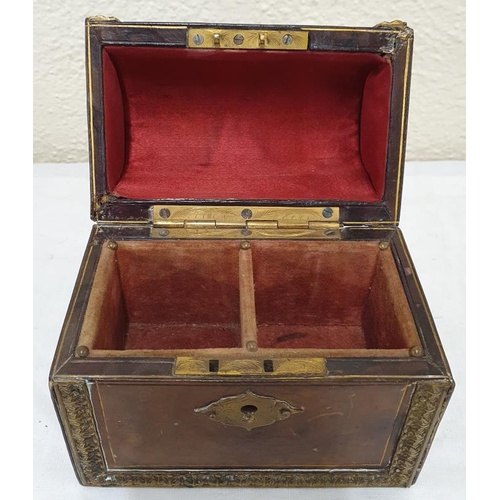 319 - Late 19th Century Superb Quality Two Bottle Ink Well Holder. Leather covered with Gilt Metal Mounts,... 