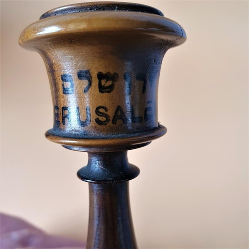 321 - Early 20th Century Jerusalem Olive Wood Candlestick