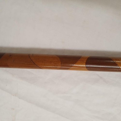 327 - Specimen Hardwood Walking Cane with Silvered Collar. Inscribed: L.N. Roche