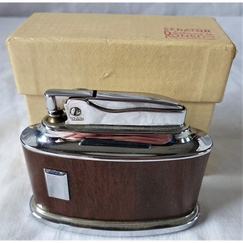 338 - Vintage Ronson Senator Table Lighter in superb condition with original box and instructions. Chrome ... 