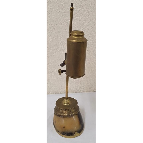 364 - Victorian Carbide Gas Desk Light mounted on a Pony Hoof. Adjustable Setting