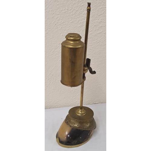 364 - Victorian Carbide Gas Desk Light mounted on a Pony Hoof. Adjustable Setting