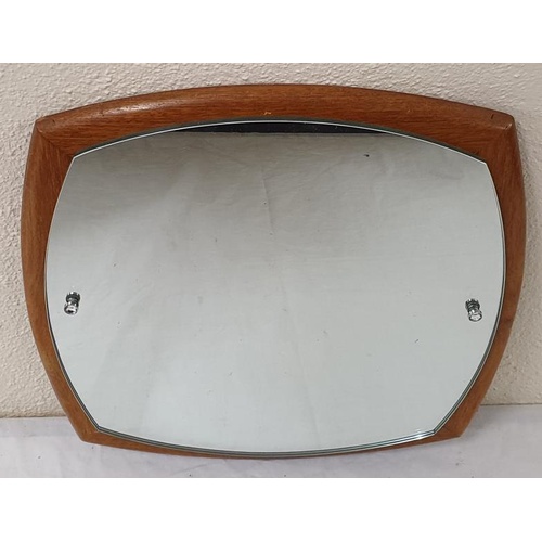 379 - Mid Century Teak Mirror - 14.5 x 14ins