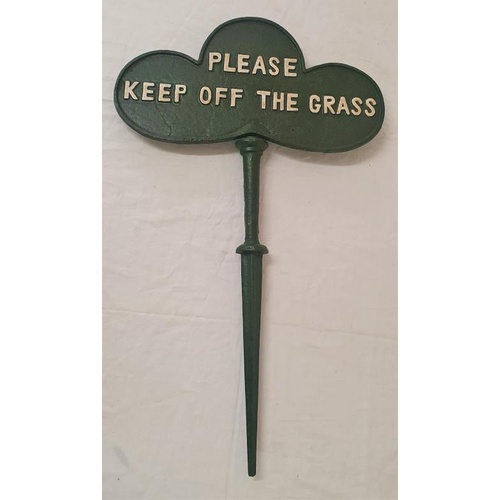 396 - Large Keep off the Grass Sign, c.30 x 18in