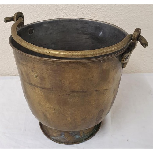 402 - 19th Century Bronze Tin lined Milk Pail with Hooped Bronze Handle (carries a Maker's Mark)