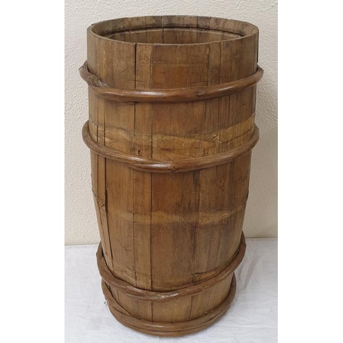 403 - Early 20th Century Pine Grain or Flour Bin with bentwood banding - 25ins tall (ideal stick stand)