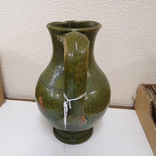 182 - Early 20th Century Green Glazed Pottery Jug, c.11in tall