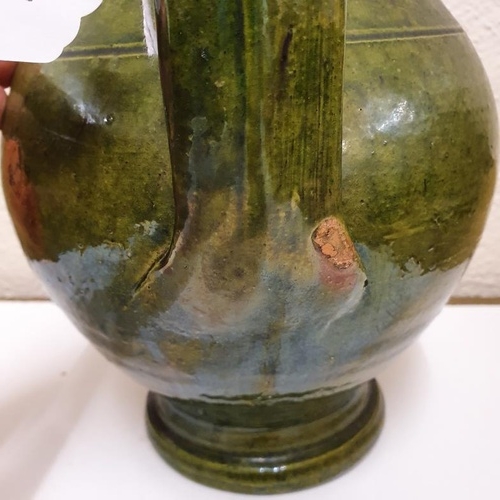 182 - Early 20th Century Green Glazed Pottery Jug, c.11in tall