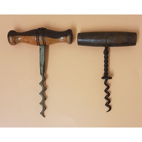 12 - Two 19th Century timber handled Corkscrews