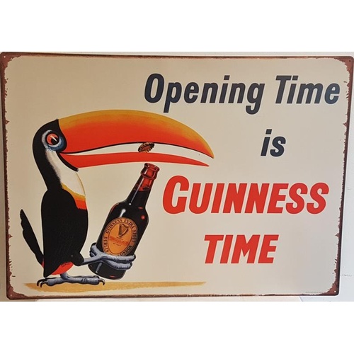 39 - 'Opening Time is Guinness Time' Advertising Sign - 27.5 x 19.5ins