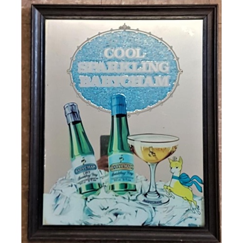 46 - Cool Sparkling Babycham Pub Mirror, c.16 x 20in