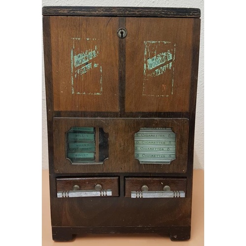 53 - Original 20th Century Cigarette Vending Machine. Coin Operated. 23 Original Woodbines and Players Ci... 
