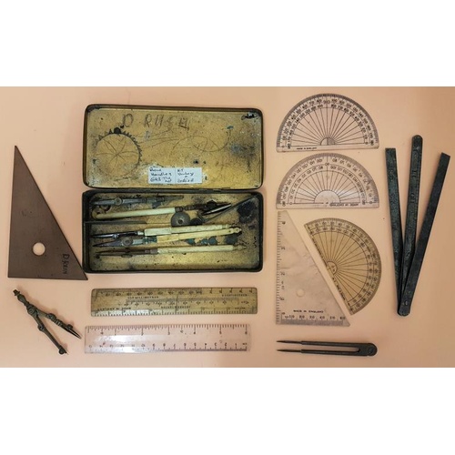 82 - Mechanical Drawing Set (19th Century) and later instruments with vintage case.