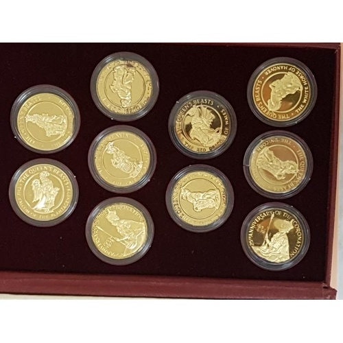 119 - The Queen's Beasts Medal Collection commemorating the 25th Anniversary of Queen Elizabeth II. 22ct g... 