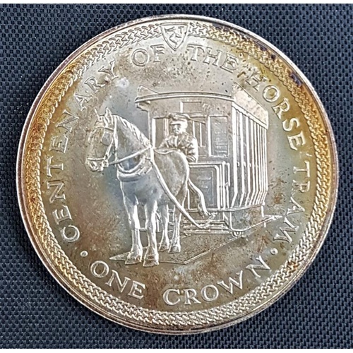 122 - 1976 Isle of Man Crown - Centenary of the Horse Train - 925 silver - 28.28 grams