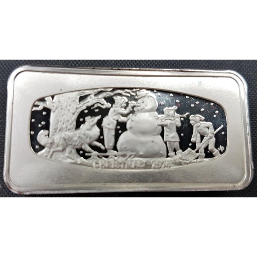 131 - The Franklin Mint - 65 grams - 925 Silver Bar - Christmas 1974