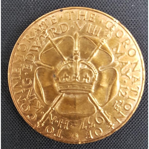 136 - Very Rare: Edward VIII. 1937 Silver Coronation Medal by Pinches. Gilt Silver, 35mm. Obverse Crown an... 