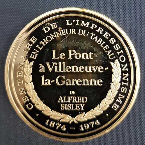 139 - Fred Isley 22ct Gold on 925 Silver Medallion. La Pont a Villeneuve la Garenne. 4.5cm Diameter - 32 g... 