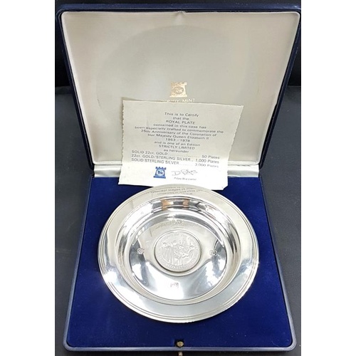 146 - Royal Silver Plate - 130 grams - 925 Silver -Anniversary of the Coronation 1978 in Presentation Case
