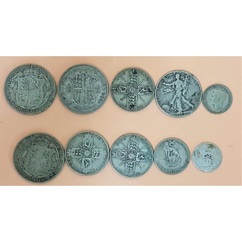 148 - Collection of Coins: 1944 Half Dollar; 1922 English Half Crown; 1934 English Half Crown; 1922 Englis... 