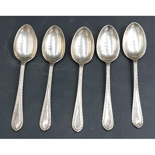 174 - Set of five Sheffield Silver Teaspoons 1918. Cooper Brothers. 925 Silver, 61grams