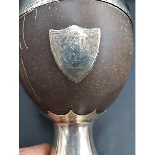 188 - Late 18th/Early 19th Century Silver Coconut Shell Goblet - Overall Weight 168 grams - 12cm high - 10... 